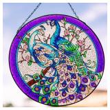 11.8" Peacock Stained Glass Window Hangings, Peaco