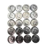 (20) 1964 90% Silver Kennedy Half Dollars,