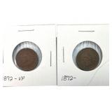 1872 Shallow and Bold N Indian Head Pennies