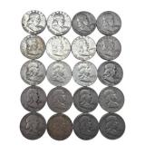 (20) Franklin Silver Half Dollars, $10.00 face.