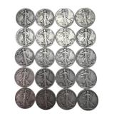 (20) Walking Liberty Silver Half Dollars, $10.00