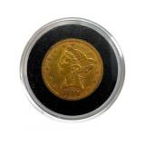 US 1880 $5 Half Eagle Liberty Head Gold