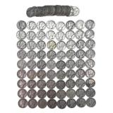 $10.00 face Mercury Silver Dimes, (100) Dimes.