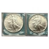 (2) 1986 American Silver Eagles
