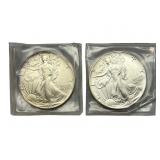 (2) 1987 American Silver Eagles