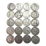 (20) Franklin Silver Half Dollars, $10.00 face.