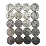 (20) Franklin Silver Half Dollars, $10.00 face.