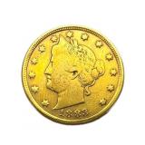 1883 Gold finish Huckster Liberty Head V Nickel.