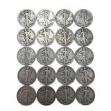 (20) Walking Liberty Silver Half Dollars, $10.00