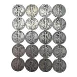 (20) Walking Liberty Silver Half Dollars, $10.00