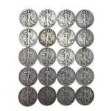 (20) Walking Liberty Silver Half Dollars, $10.00