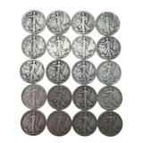 (20) Walking Liberty Silver Half Dollars, $10.00