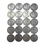 (20) Walking Liberty Silver Half Dollars, $10.00