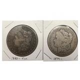 1879 and 1880 Morgan Silver Dollars