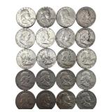 (20) Franklin Silver Half Dollars, $10.00 face.