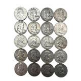 (20) Franklin Silver Half Dollars, $10.00 face.