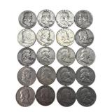 (20) Franklin Silver Half Dollars, $10.00 face.