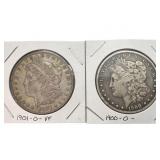 1900 O and 1901 O Morgan Silver Dollars