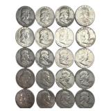 (20) Franklin Silver Half Dollars, $10.00 face.