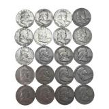 (20) Franklin Silver Half Dollars, $10.00 face.