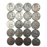 (20) Franklin Silver Half Dollars, $10.00 face.