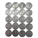 (20) Walking Liberty Silver Half Dollars, $10.00