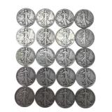 (20) Walking Liberty Silver Half Dollars, $10.00