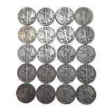 (20) Walking Liberty Silver Half Dollars, $10.00