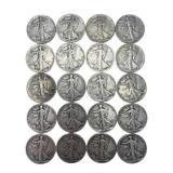 (20) Walking Liberty Silver Half Dollars, $10.00