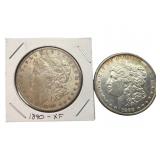 (2) 1890 Morgan Silver Dollars