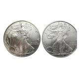 2004 and 2008 American Eagle Silver Dollars.