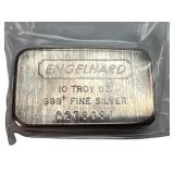 Engelhard 10 ozt .999 fine Silver bar #C278086