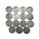 (9) 1918, (2) 1918d, (4) 1918s Walking Liberty