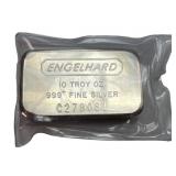 Engelhard 10 ozt .999 fine Silver bar #C278081