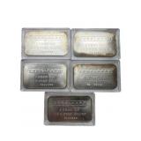 (5) Engelhard 1 ozt .999 fine Silver bars