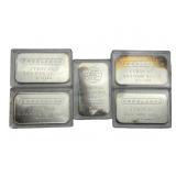 (5) Engelhard 1 ozt .999 fine Silver bars