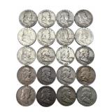 (20) Franklin Silver Half Dollars, $10.00 face.