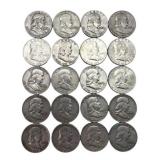 (20) Franklin Silver Half Dollars, $10.00 face.