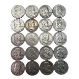 (20) Franklin Silver Half Dollars, $10.00 face.