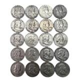(20) Franklin Silver Half Dollars, $10.00 face.
