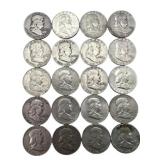 (20) Franklin Silver Half Dollars, $10.00 face.