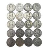 (20) Franklin Silver Half Dollars, $10.00 face.