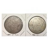 1886 O and 1887 O Morgan Silver Dollars