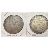 1888 and 1889 Morgan Silver Dollars