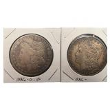 1886 and 1886 O Morgan Silver Dollars