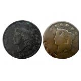 1820 Large Date, 1823 US Coronet Liberty Head