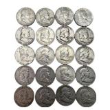 (20) Franklin Silver Half Dollars, $10.00 face.