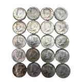 (20) 1964 90% Silver Kennedy Half Dollars,