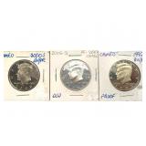 2005 S, 2000 S, 1992 S Proof Kennedy Half Dollars
