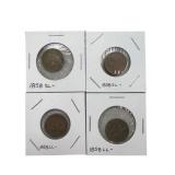 1858 Flying Eagle Cents, large and small letters.